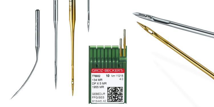 Different sewing machine needles with and without packaging