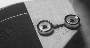 Close-up of seam and buttons on a jacket